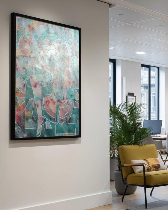 Ksavera - Gold Abstract Portrait A1437 - Pearlescent, Antiek en Kunst, Kunst | Schilderijen | Modern