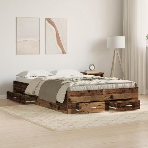 vidaXL Bed Frame met Lades Oud Hout 120x200 cm Bewerkt Hout, Huis en Inrichting, Slaapkamer | Bedden, Nieuw, Verzenden