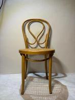 Stoel - Gebogen Houten Stoel met Rotan Zitting - Art Nouveau