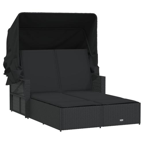 Ligbed Zwart -40% | Poly Rattan | OP = OP, Tuin en Terras, Ligbedden, Verstelbaar, Nieuw, Kunststof, Verzenden