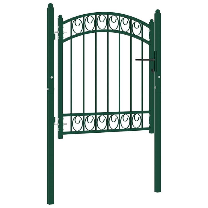 vidaXL Poort met gebogen bovenkant 100x100 cm staal groen, Tuin en Terras, Tuinpoorten, Nieuw, Verzenden