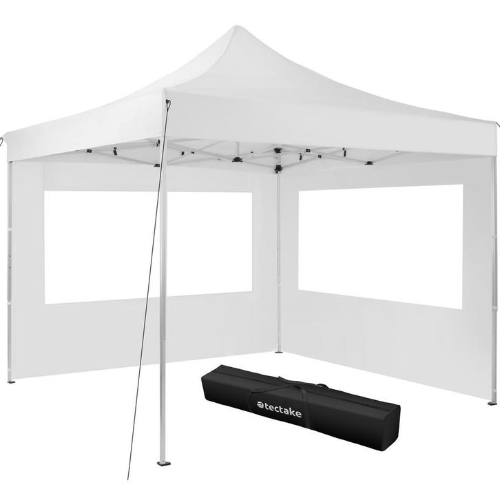 tectake Opvouwbaar tuinpaviljoen 3x3m met 2 zijdelen - wit, Tuin en Terras, Partytenten, Verzenden