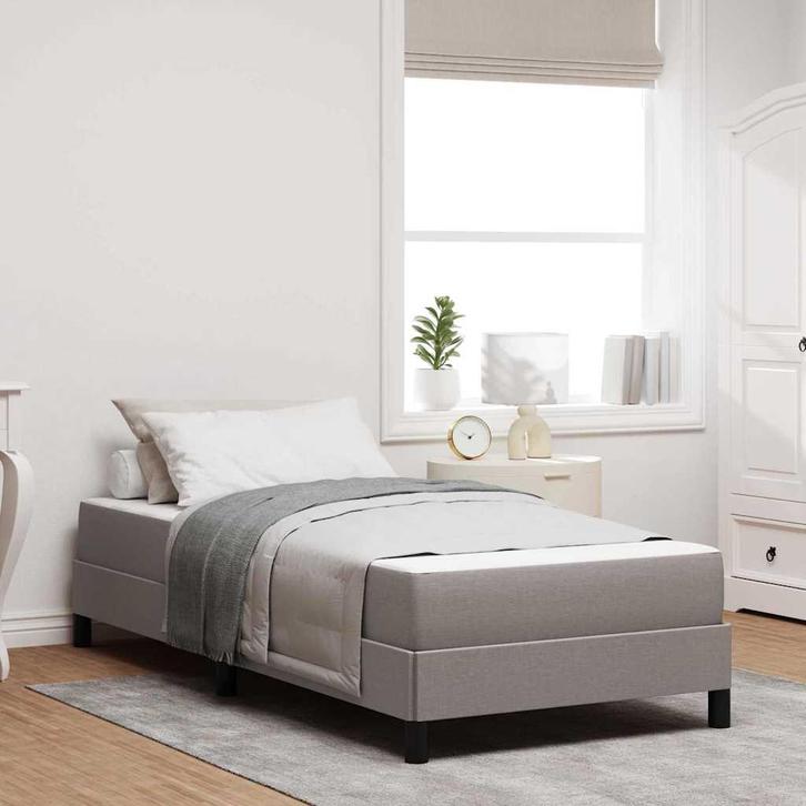 vidaXL Boxspring bed met matras Taupe 90 x 200 cm Stof, Huis en Inrichting, Slaapkamer | Bedden, Nieuw, Verzenden