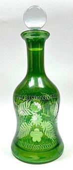Bottiglia Decanter in Cristallo Verde Intagliato - Motivo