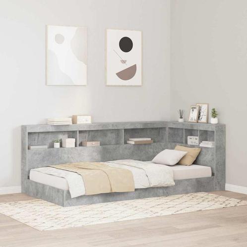 vidaXL Boekenkast Bed met opslag Beton Grijs 75 x 190 cm, Huis en Inrichting, Slaapkamer | Bedden, Nieuw, Verzenden