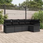 vidaXL Tuinbank Set met kussen met opslag 5 pcs Zwart Poly, Verzenden, Nieuw