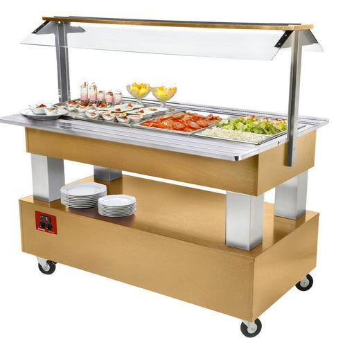 Buffet - Salad bar, gekoeld, 4x GN 1/1-150 (Licht eiken, Zakelijke goederen, Horeca | Keukenapparatuur, Nieuw in verpakking, Overige typen