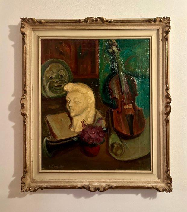 Giuseppe Rossi (1876-1952) - Natura morta con violino, Antiek en Kunst, Kunst | Schilderijen | Klassiek