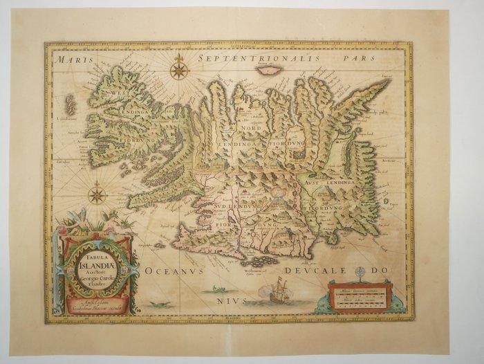 IJsland - IJsland; Blaeu - Tabula Islandiae Auctore Georgio, Livres, Atlas & Cartes géographiques