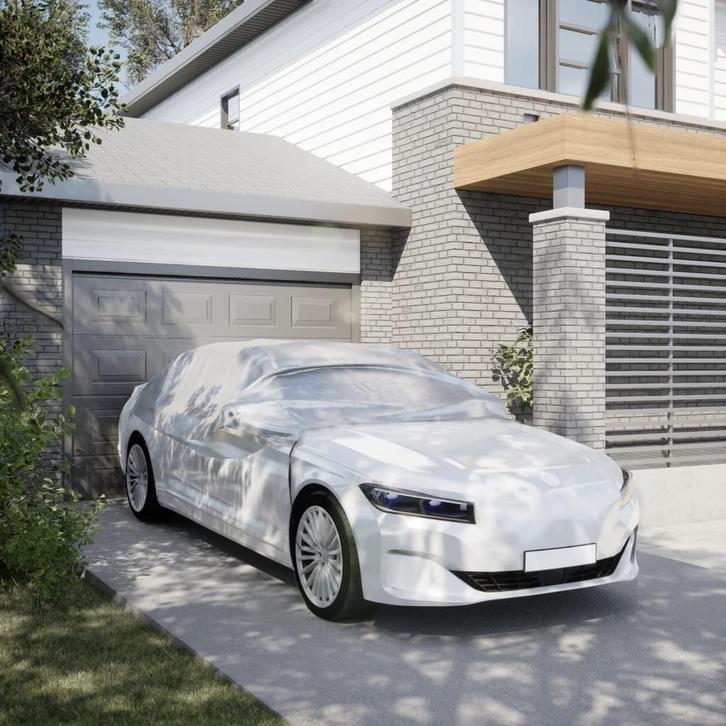 vidaXL Autohoes half met haken XL PEVA zilverkleurig, Auto diversen, Auto-accessoires, Nieuw, Verzenden