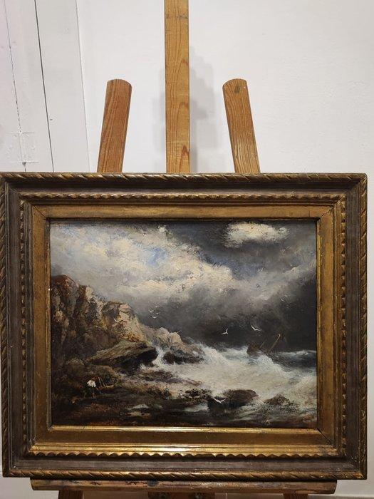 Escuela Impresionista (XIX) - Un mar furioso, Antiquités & Art, Art | Peinture | Classique