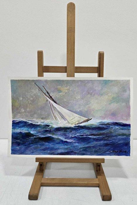 Jean Claude (XX) - NO RESERVE - Naviguer dans la tempête, Antiek en Kunst, Kunst | Schilderijen | Klassiek
