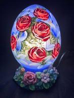 Lamp - Leuke grote handgeschilderde eierlamp op bloemenbasis