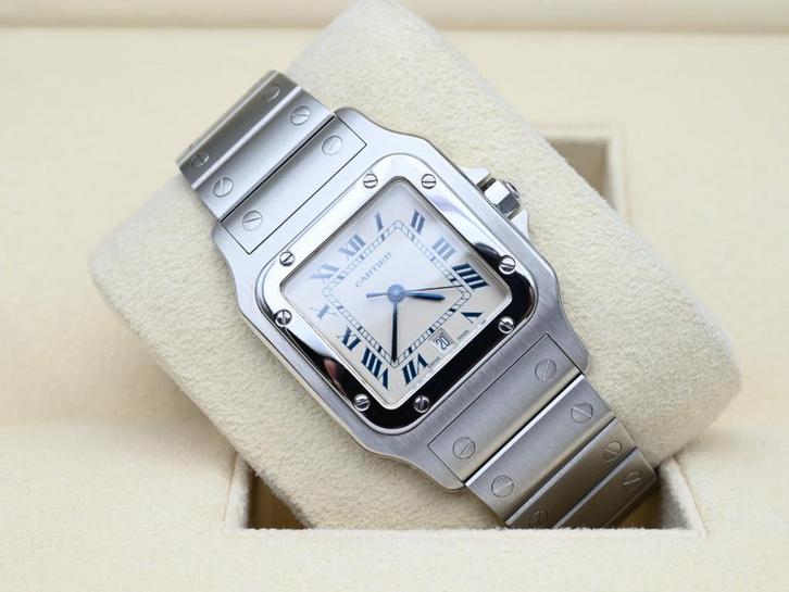 Cartier Santos Ref. 987901 Year 1990s (Box), Handtassen en Accessoires, Horloges | Heren, Staal, Zo goed als nieuw, Goud, Overige merken