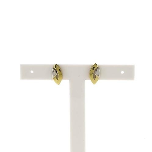 Bicolor gouden oorstekers (witgoud, oorbellen, geelgoud), Handtassen en Accessoires, Oorbellen, Overige kleuren, Gebruikt, Goud