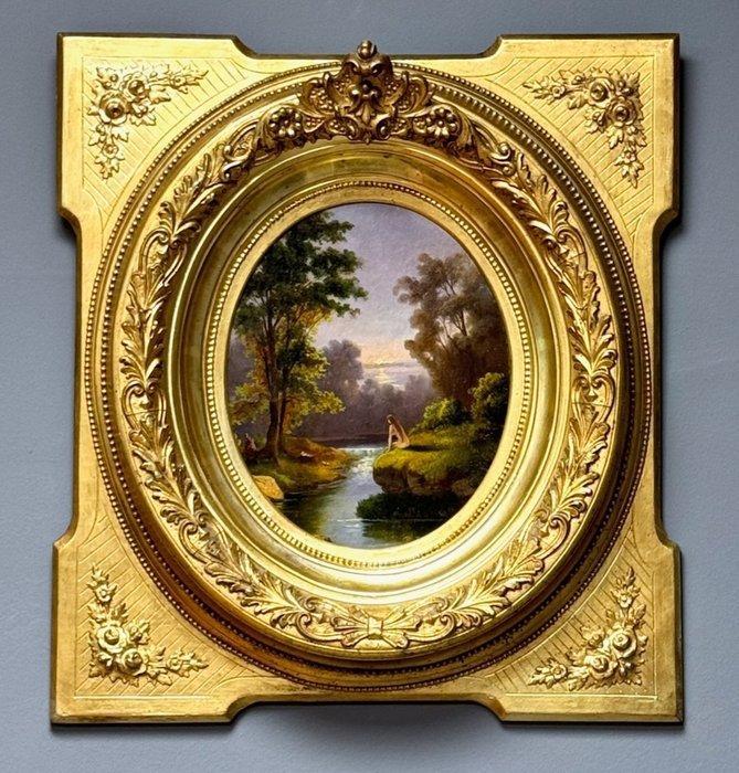 European School (XIX) - Nackte am Fluß, Antiek en Kunst, Kunst | Schilderijen | Klassiek