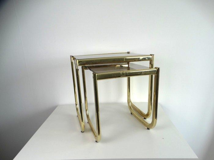 Set bijzettafels - Nesting tables - Verguld messing,, Antiek en Kunst, Kunst | Designobjecten