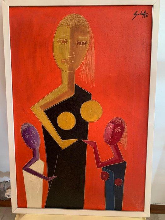 Adolfo Gola (1928) - Donna Con Bimbi, Antiek en Kunst, Kunst | Schilderijen | Modern