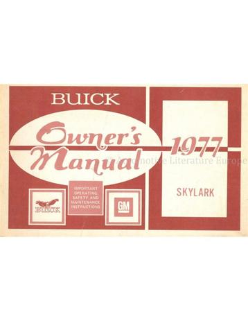 1977 BUICK SKYLARK INSTRUCTIEBOEKJE ENGELS