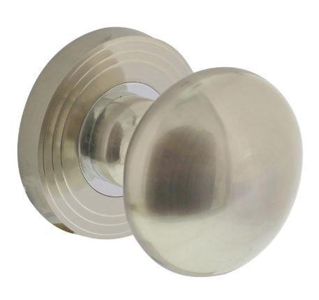 Intersteel Knop op rozet vast gemonteerd met ril nikkel mat, Doe-het-zelf en Bouw, Hang- en Sluitwerk, Ophalen of Verzenden