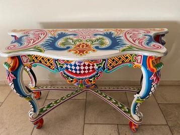 Bijzettafel - Hout - Witte fond plat console met