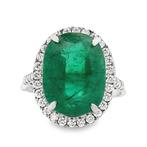 Ring Platina - 7.56ct. tw. Smaragd - Diamant, Nieuw