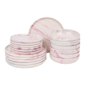 Service de table Marena - gris et violet - 18 pièces | 6, Verzenden, Neuf