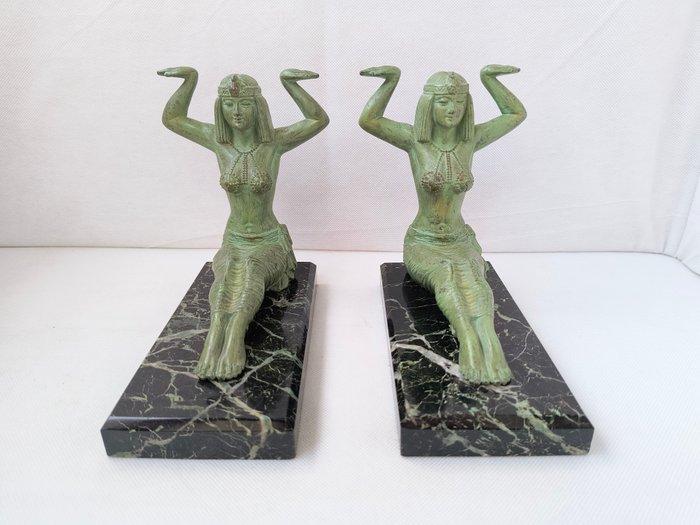 Boekensteunen (2) - Legering - Egyptische danseressen, Antiquités & Art, Art | Objets design