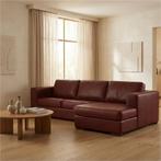 Leren hoekbank Flow - 2,5 zits arm links + longchair rechts, Ophalen of Verzenden