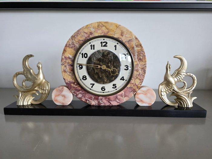 Horloge - Art déco Cuivre, Marbre - 1940-1950 - Horloge Art, Antiek en Kunst, Antiek | Klokken