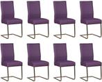Set van 8 Paarse leren industriële eetkamerstoelen - poot, Huis en Inrichting, Stoelen, Nieuw, Leer, Ophalen of Verzenden, Modern