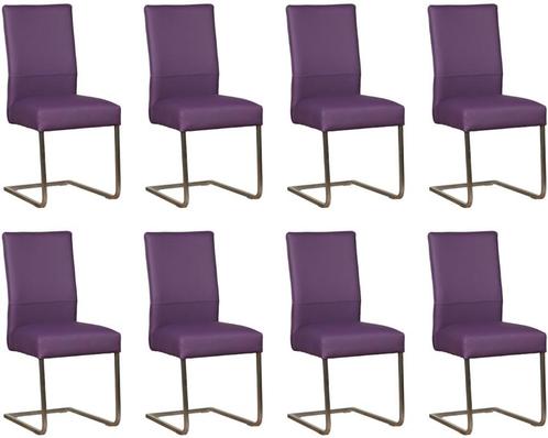 Set van 8 Paarse leren industriële eetkamerstoelen - poot, Huis en Inrichting, Stoelen, Nieuw, Vijf, Zes of meer stoelen, Leer