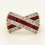 Ring - 14 karaat Geel goud Robijn - Diamant, Nieuw