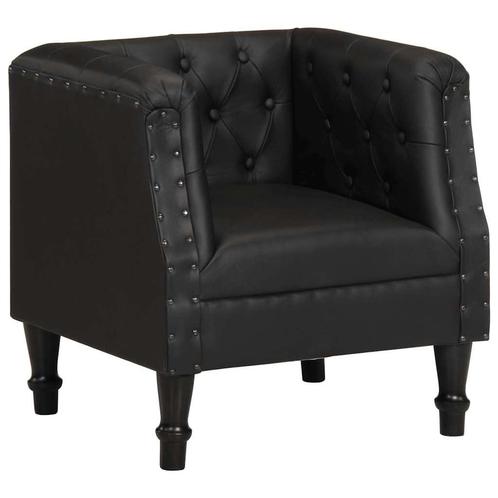 vidaXL Fauteuil echt leer zwart, Huis en Inrichting, Fauteuils, Nieuw, Verzenden