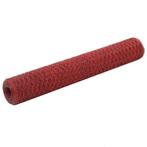 vidaXL Kippengaas 25x1 m staal met PVC coating rood, Tuin en Terras, Verzenden, Nieuw