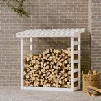 vidaXL Haardhoutrek 108x64,5x110 cm massief grenenhout wit, Tuin en Terras, Brandhout, Verzenden