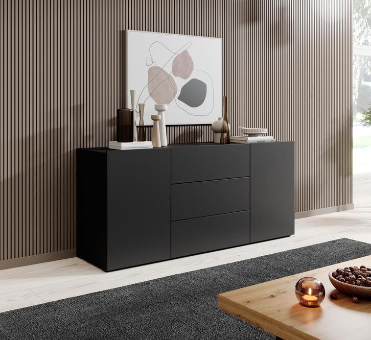 Meubella | Dressoir mat zwart hangend 140x35x60, Huis en Inrichting, Kasten | Dressoirs, 25 tot 50 cm, Nieuw, 100 tot 150 cm, Verzenden
