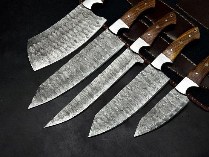 Keukenmes - Kitchen knife set - Leren tas inbegrepen - Olive, Antiek en Kunst, Antiek | Keukengerei