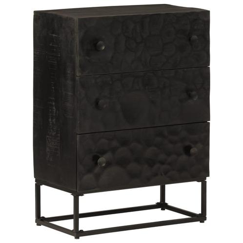 vidaXL Commode noir 55x30x76 cm bois massif de manguier, Huis en Inrichting, Kasten | Overige, Verzenden