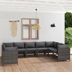 vidaXL 9-delige Loungeset met kussens poly rattan grijs, Tuin en Terras, Verzenden, Nieuw, Loungeset