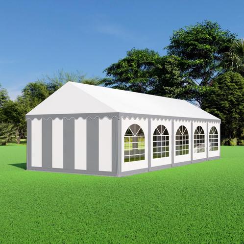 Partytent 4x10  PVC - Premium | Grijs / wit, Tuin en Terras, Partytenten, 8 meter of meer, Partytent, Nieuw, 4 tot 6 meter, Verzenden