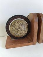 Boekensteunen (2) - Hout, Metaal - Boeksteunen Globes