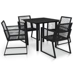 vidaXL 5-delige Tuinset PVC-rattan zwart, Tuin en Terras, Verzenden, Nieuw, Tuinset