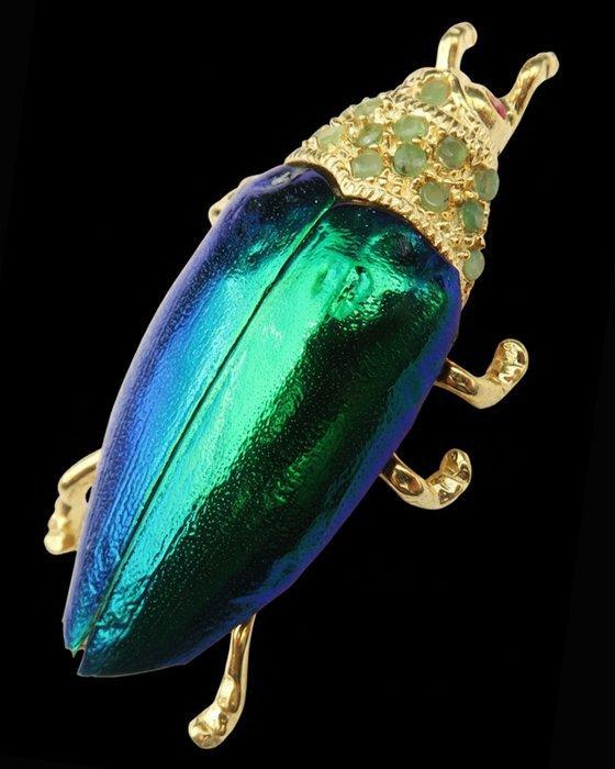 Robijn - Zilver, Emeraude - Broche van de Egyptische, Antiek en Kunst, Antiek | Boeken en Manuscripten