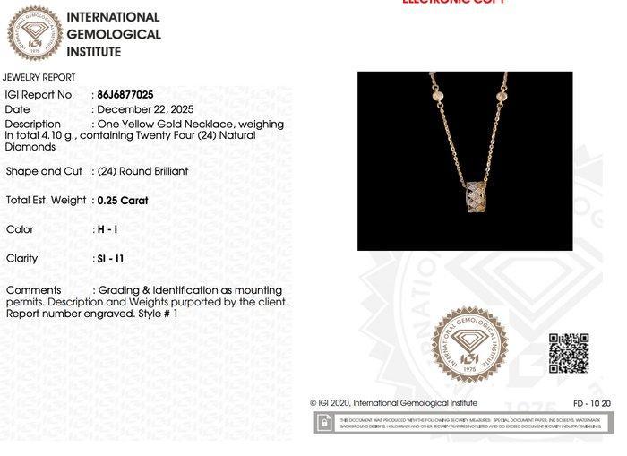 Ketting met hanger - 14 karaat Geel goud - 0.25ct. tw., Handtassen en Accessoires, Antieke sieraden