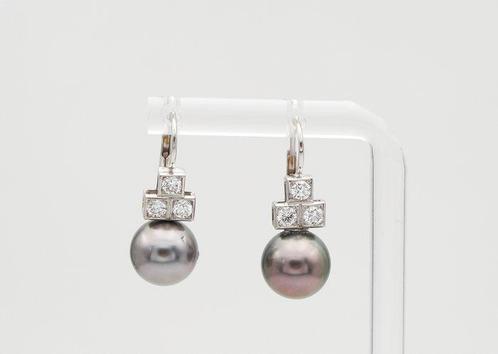 Boucles doreilles - 18 carats Or blanc Diamant (Naturelle), Handtassen en Accessoires, Oorbellen