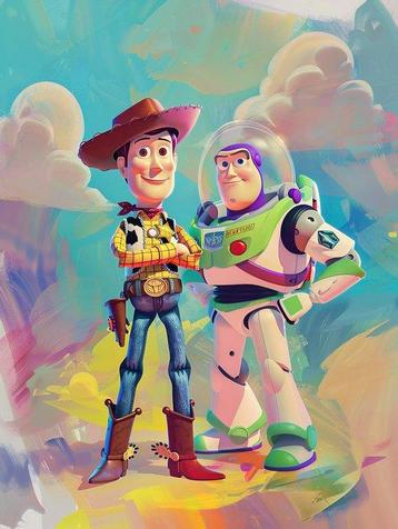 Shayer - Woody & Buzz: The Perfect Team - XL - 60x80cm beschikbaar voor biedingen