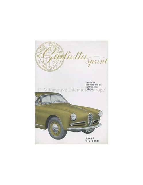 1955 ALFA ROMEO GIULIETTA SPRINT BROCHURE ITALIAANS, Boeken, Auto's | Folders en Tijdschriften, Ophalen of Verzenden
