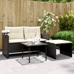 vidaXL 3-delige Loungeset met kussens poly rattan zwart, Tuin en Terras, Verzenden, Nieuw
