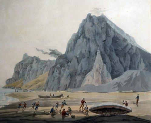 John William Edy  (1760-1820) - View Of Gibraltar To The, Antiquités & Art, Antiquités | Autres Antiquités